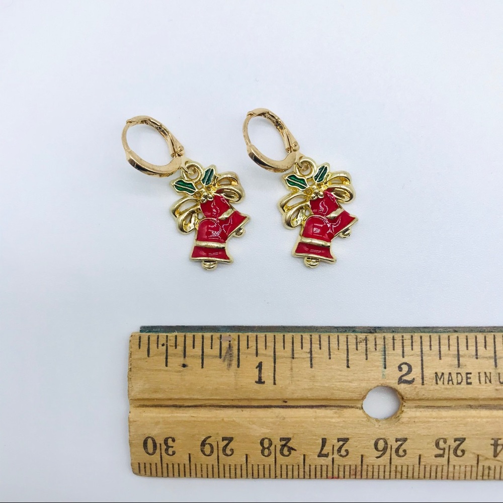 Christmas red bells dangling earrings